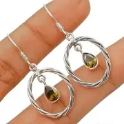 Natural Peridot 925 Solid Sterling Silver Earrings Jewelry @B17-8