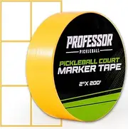 Professor Pickleball Court Tape - Makes Full Size Court - Outdoor Pickleball Marking Kit - 2" x 200 FT, Yellow Tape for Temporary Court Lines, No Residue, Quick and Easy Application
