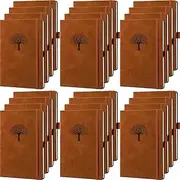 Qeeenar 24 Pack Leather Notebook Journals Bulk 5.7" x 8.3" Harder Cover A5 Journals for Writing Men Women Leather Travel Notebooks Daily Gifts for Office School (Brown)