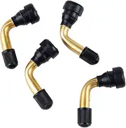YUENTOEN 4Pcs Tire Valve Stem Bent 45 Degree Angled for Bolt-in Valve Stem, Snap-in Rubber Base Tubeless Tire Rim Valve for Motorcycle, Scooter, ATV