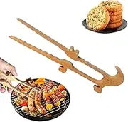 Wooden Toaster Tongs | Cake Tongs,11-Inch Kitchen Gadgets Serving Tools Bacon Tweezers with Magnet for Breakfast Cooking Bagel Cake Muffin Bread
