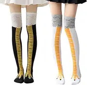 [KASESSS] 2 Pair Chicken Leg Socks, Funny Chicken Socks, Animal Socks, Novelty Chicken Legs Socks, Chicken Feet Knee Thigh High Socks Chicken Feet Socks for Mens Womens for Cosplay and Party