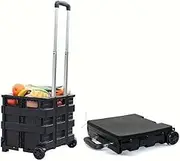 Foldable Shopping Trolley Cart Folding Portable Wheeled with Handle, Wheels