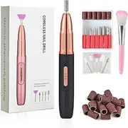 ELEHOME Electric Nail Drill File, Cordless Nail Drill for Acrylic Gel Dip Powder Nails, Rechargeable Electric Nail File Machine E File for Manicure Pedicure Polishing Shape, Black