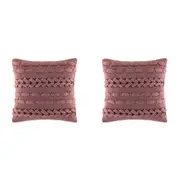 2x Kas Australia Weaver Filled Cushion/Throw Pillow Decor Square 50x50cm Raisin