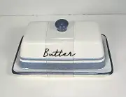 New Ceramic Butter Dish Blue And White