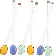 Ciieeo Set of 6 Long Handle Glass Stirring Sticks Spoon Mixing Stick for Cocktails Juice Coffee and Easy to Clean
