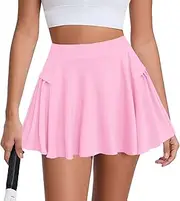 [Afibi] Women Pleated Tennis Golf Skirts High Waisted with Pockets Inner Shorts for Athletic Skorts Sports Running Pickleball