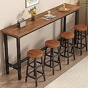 Exquisite Solid Wood High Top Bar Table for Home Restaurant and Bar Counter Height Pub Table with Metal Frame Ideal for Breakfast Bar Chairs Not Included