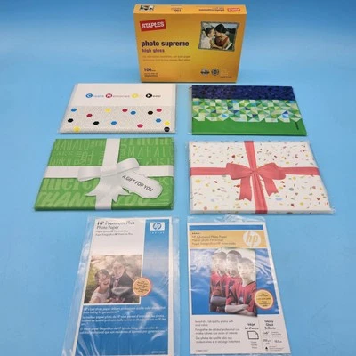 Lot of 5 Various Premium 4” x 6” Inkjet Glossy Photo Paper - Staples and HP