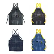 Unisex Jean Bib Apron for Cross Back Adjustable Washed Hair Work A