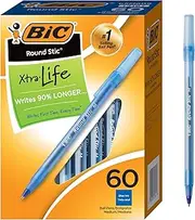 BIC Round Stic Xtra Life Ball Pen, Medium Point (1.0 mm), Blue, 60-Count
