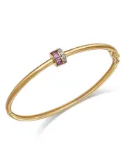 Moon & Meadow 14K Yellow Gold Wicked Pink Sapphire & White Topaz Bangle Bracelet
