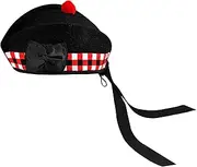 [H HIGHLAND REDSTONE] Glengarry Cap-Traditional Scottish Hat, Acrylic Wool Tartan Glengarry hat, Kilts/Bagpipes Accessories