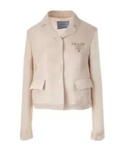 logo-print silk jacket IT40 snow White