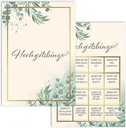 colortouch Pack of 50 Wedding Bingo Cards in DIN A6 with 18 Funny Questions, Wedding Games for The Bride and Groom, Wedding Quiz, Funny Wedding Game for Guests to Get to Know Each One, Wedding