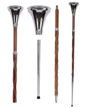 Drum Major Mace Chrome Plated Flat Head 3 Parts Stick With Free Soft Case