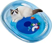 Qkbuza Cat Water Mat | Dog Cooling Mat,Portable Water Play Pad Toys Sensory Game with Fish for Indoor Outdoor Crate Kennel Bed