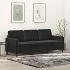 3-Seater Sofa Lounge Couch Futon Living Room Chair Velvet Fabric Black 180cm