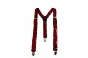 Adjustable 100cm Red Mens & Womens Sequin Suspenders