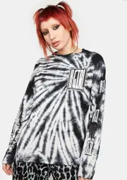 [x-Girl] Tie Dye Box Logo Long Sleeve Graphic Tee