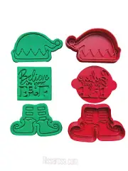 Christmas Elf cookie cutter Set Believe in Elf fondant Embosser Elf Hat Feet