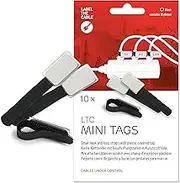 Label-The-Cable Cable Management Ties with Labels, Re-Useable Hook and Loop Cable Tags/Cable Tidy/Cable Labels/Wire Labels/Cord Organizer/LTC Mini Tags, 10 PCS, Black, LTC 2510