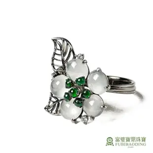 【Fubibaoding jeweler 富璧寶鼎珠寶】玻璃種花朵造型翡翠戒指(天然Ａ貨 玻璃種 翡翠 國際圍#10.5)