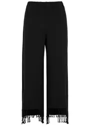 BY Malene Birger Mirabellas Fringed Cotton-blend Trousers - Black - 40 (UK12 / M) 40 (UK12 / M)