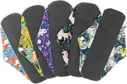 NOLITOY 5 Pack Women's Sanitary Pads Bamboo Charcoal Reusable Pads Menstrual Pads Folding Liners Leak-proof Easy to Carry