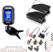 EMG 81X & 60X BLACK CHROME ACTIVE HUMBUCKER PICKUP SET SHORT SHAFT POTS ( TUNER)
