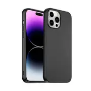For Apple iPhone 14 Pro Max Silicone Silky Soft Case with Microfiber TPU Ultra Slim Anti Scratch Shockproof Cover (Black)
