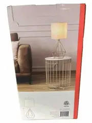 NIB Rumi Lighting Desk Lamp goldtone white shade included 15.7”
