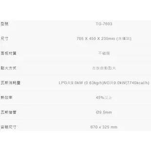 莊頭北.崁入式瓦斯爐.雙內焰 (TG-7603)《日成廚衛》