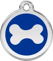 Red Dingo Bone Tag Dark Blue - Lifetime Guarantee - Cat, Dog, Pet ID Tag Engrave