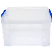 Advantus Super Stacker Lift Off Latch Lid Storage Box Clear/Blue Plastic (39230)