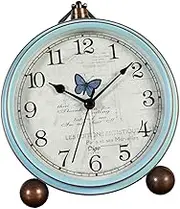 Cabilock 1Pc Vintage Decorative Clock with Alarm Function Material Stylish Pastoral Design for Home Desktop Ornament Creative Retro Clock for Unique