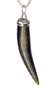 BUTW Gold sheen obsidian tooth tusk shaped pendant pagan with chain 7061K
