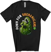 [Generic] Down for Shenanigans; Humorous St. Patrick's Day Skull Pickle; Irish Family Shamrocks Unisex T-Shirt