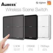 Aubess ZigBee Smart Switch Wireless Push Button Switch Tuya 4 Gang 12 Scenes Rem