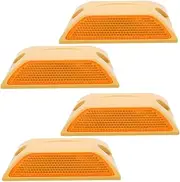 HAPINARY 4pcs Dual Sided Reflective Plastic Road Studs for Enhanced Nighttime Safety Flexible Driveway Markers with High Reflectivity Weather Resistant and Durable for Highway Use