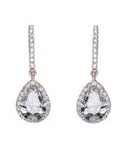 Genevive 14K Rose Gold Vermeil CZ Drop Earrings