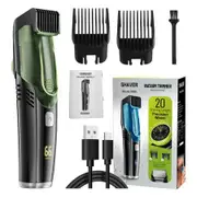 Vacuum Beard Trimmer for Men, Rechargeable Mustache Trimmer with Adjustable Length Comb Waterproof Built-in Electric Beard Trimmer Removable Blades,Green