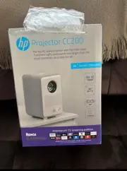 HP CC200 1080p LCD LED Home Video Projector w/Roku & 84” Screen-NEW