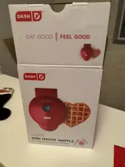 DASH Mini Waffle Maker, 4 Inch, Red Heart NIB