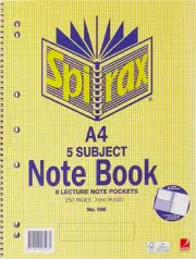 SPIRAX 5 Subject Notebook, A4 250 Page, No. 596