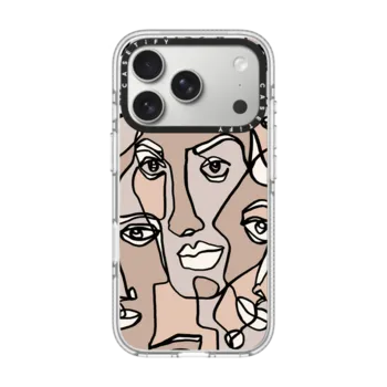 iPhone 17 Pro Impact Clear Case MagSafe Compatible FACE MOSAIC SKETCH 4 DARK SKIN IPHONE, ABSTRACT MINIMAL PEOPLE MEN ILLUSTRATION COOL DAD By Ebi Emporium