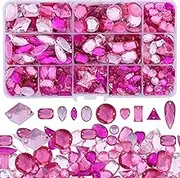 kikonoke 650 Pieces Sew On Rhinestones for Clothes Kit Acrylic Flatback Sew On Gems Pink Crystal Beads for Crafts DIY Bags Shoes Jewelry Making (Pink by Shape)