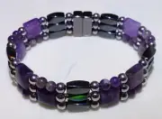 Magnetic Hematite and Amethyst Therapy Bracelet Color Changing Mood Bead