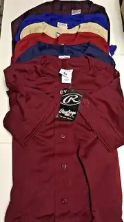 Rawlings Full Button Mesh Jersey Short Sleeve Adult Men assorted Colors size XS